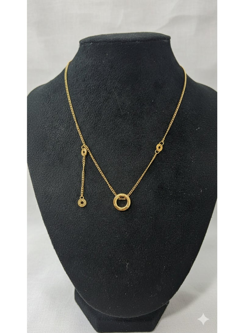 ورد سنسال ذهبي أنيق من الستانلس ستيل المقاوم للصدأ بتصميم دلاية دائرية مزدوجة. - Image 3